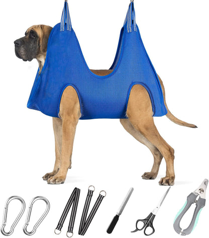 ATESON Pet Grooming Hammock with Nail Clippers/Nail Trimmers/Grooming Scissors, Dog Grooming Harness for Nail Trimming, Pet Grooming Sling Helper