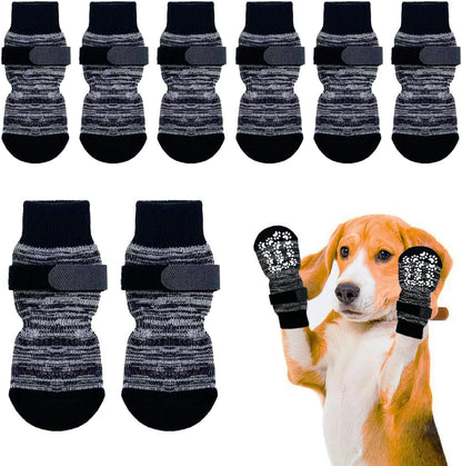 Dog Socks 12 Pack to Prevent Licking Paws, Anti Slip Dog Booties and Paw Protectors for Hardwood Floors Hot Pavement, Suitable for Small Medium Large Senior Dogs - Size Medium
