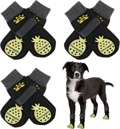 BEAUTYZOO Anti-Slip Dog Socks,Dog Shoes for Hot/Cold Pavement,Paw Protectors with Grips 3 Pairs for Puppy Small Medium Large Senior Old Dogs,Dog Socks to Prevent Licking and Hardwood Floor Protection