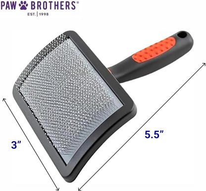 Paw Brothers Professional Grade Extra Long Slicker Brush - Ergonomic Handle, Removes Loose Undercoat and Tangles for Dogs