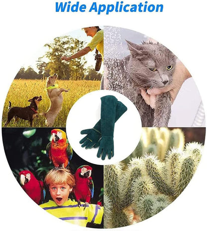 Animal Handling Anti-Bite Gloves, Reinforced Leather Welding Gloves for Gardening Dog Training Cat Scratch