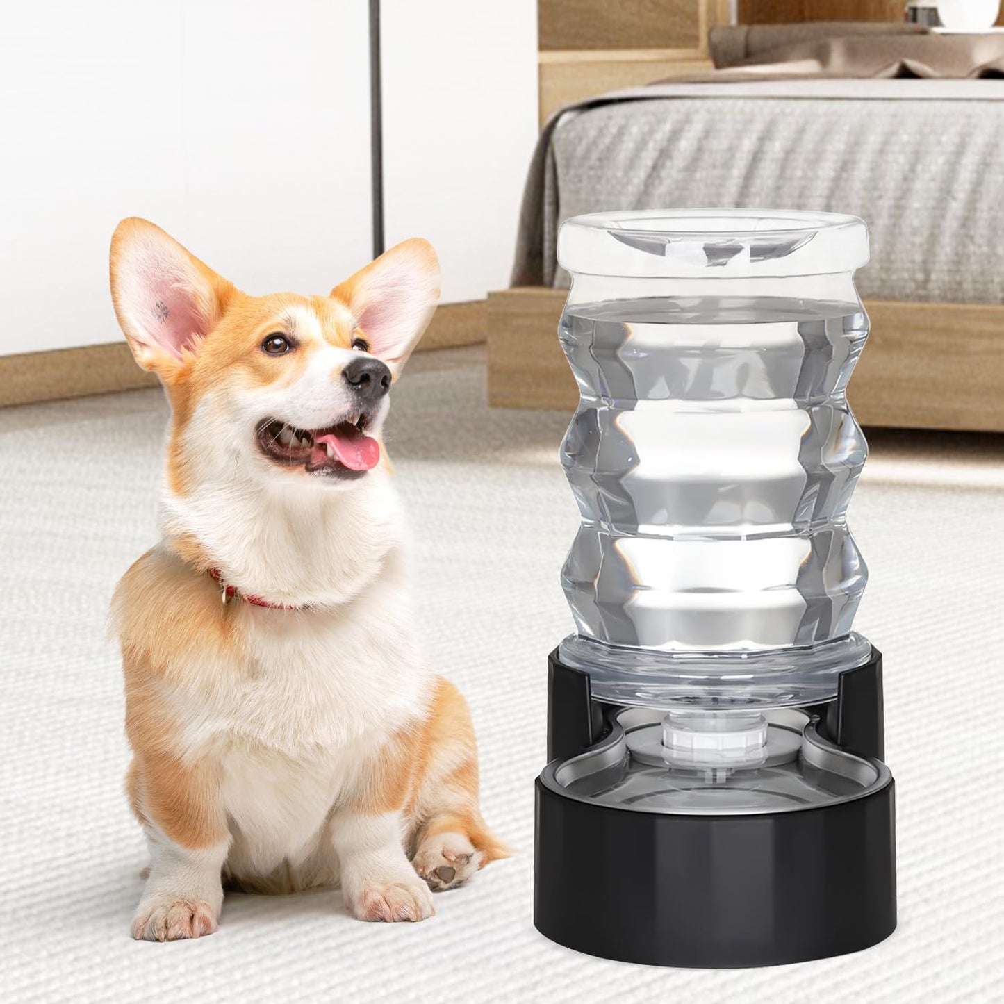 RIZZARI 8L Elevated Pet Water Dispenser – Stainless Steel Gravity Waterer with Auto-Refill Design for Medium and Large Dogs & Senior Pets -Comfortable Drinking Height for Living Rooms,Multi-Pet Homes