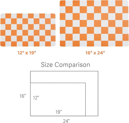 Checkered Dog Feeding Mat, Absorbent Mats for Dog Food and Water Bowl, Dispenser, Retro Aesthetic Khaki Beige Checkerboard Pet Placemat for Dogs, Cats, Puppy Accessories, 12" X 19”