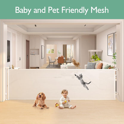 Retractable Baby Gate, Momcozy Extra Wide Mesh Baby Gates for Stairs, 41" Tall, Extends to 71" Wide, Black, Pet Dog Gate for Doorways, Stairs, Hallways, Indoor/Outdoor