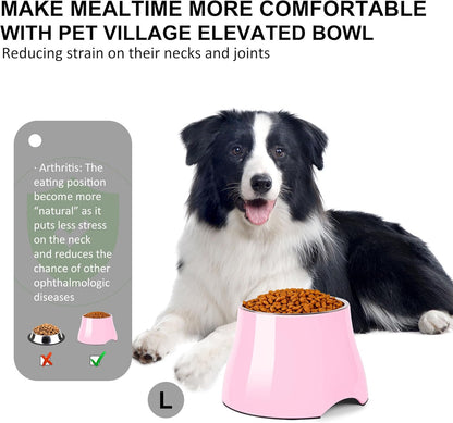 Dog Bowls,Cone Friendly Non Slip Single Dog Bowl with Stainless Steel Inner, Raised Bowls for Small Dogs Spaniel Dogs Long Ear, High Capacity, M/2 Cup Pink