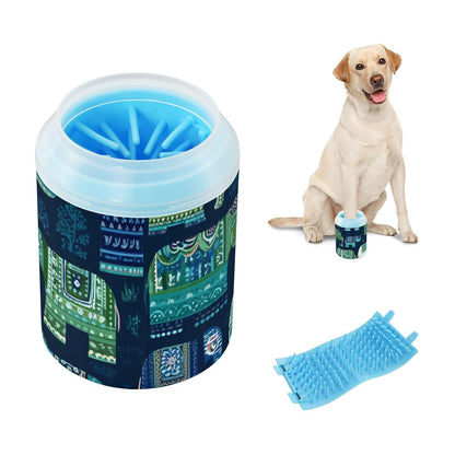 Dog Paw Cleaner Cups for Dogs Pet Foot Washer Paw Scrubber for Medium Small Dogs Cats Cleaning Cup Cute Yellow Fiesta Guitars Cacti and Ethnic Birds