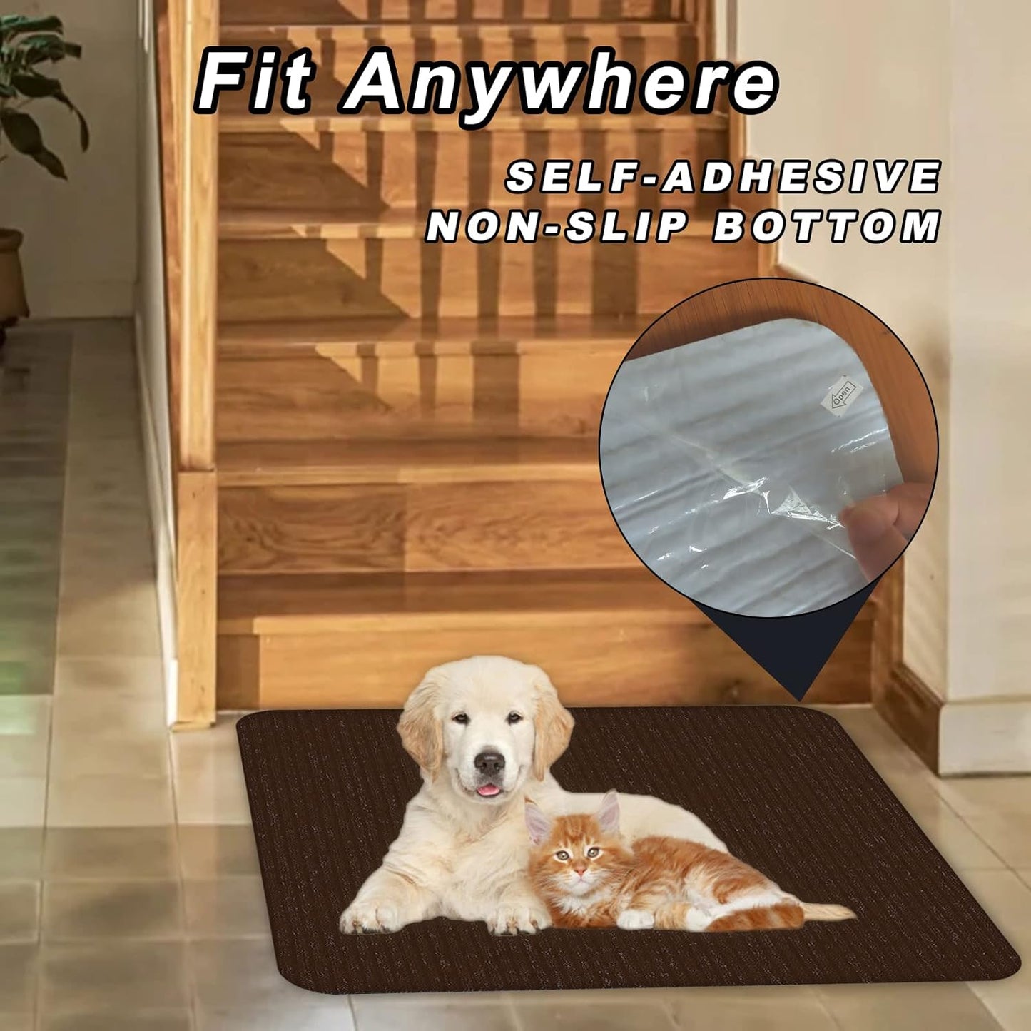 Stair Treads for Wooden Steps Carpet, Non-Slip Stair Runner Indoor Outdoor Stair Tread Mats Covers Pads, 19" x 31"Matching Landing Step Runner for Elders, Kids and Dogs (19" x 31", Black)