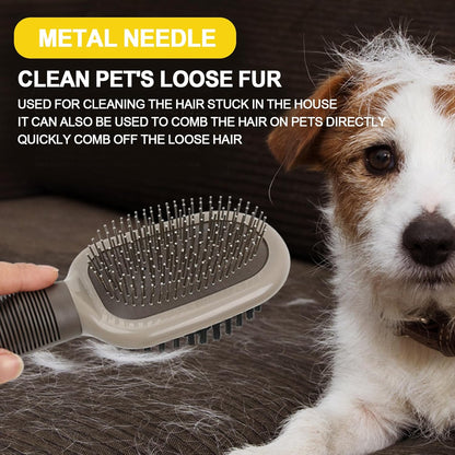 2-in-1 Double-Sided Dog Brush for Shedding Pin&Bristle Deshedding Dog Brush Pet Grooming Brush for Short&Long Haird Dogs and Cats Remove Loose Hair Knots Tangles