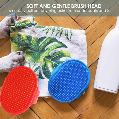 2 Pack Dog Grooming Brush, Premium Soft Silicone Pet Bath Brushes with Adjustable Handle, Shampoo Soothing Comb for Wet Dry Long Short Haired Dogs & Cats Massaging, Deshedding