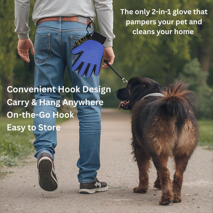 2-in-1 Pet Grooming Gloves 2-Pack – Double-Sided Deshedding & Pet Hair Remover for Dogs & Cats – Gentle Massage Glove for Shedding Fur – Lint Remover for Furniture & Clothing
