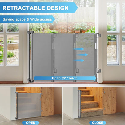 Extra Wide Baby Gate for Large Openings Retractable Baby Gates Indoor Outdoor Extra Long Dog Gate for Doorway Stair Gates for Kids or Pets Extra Large Dog Gate for Stairs