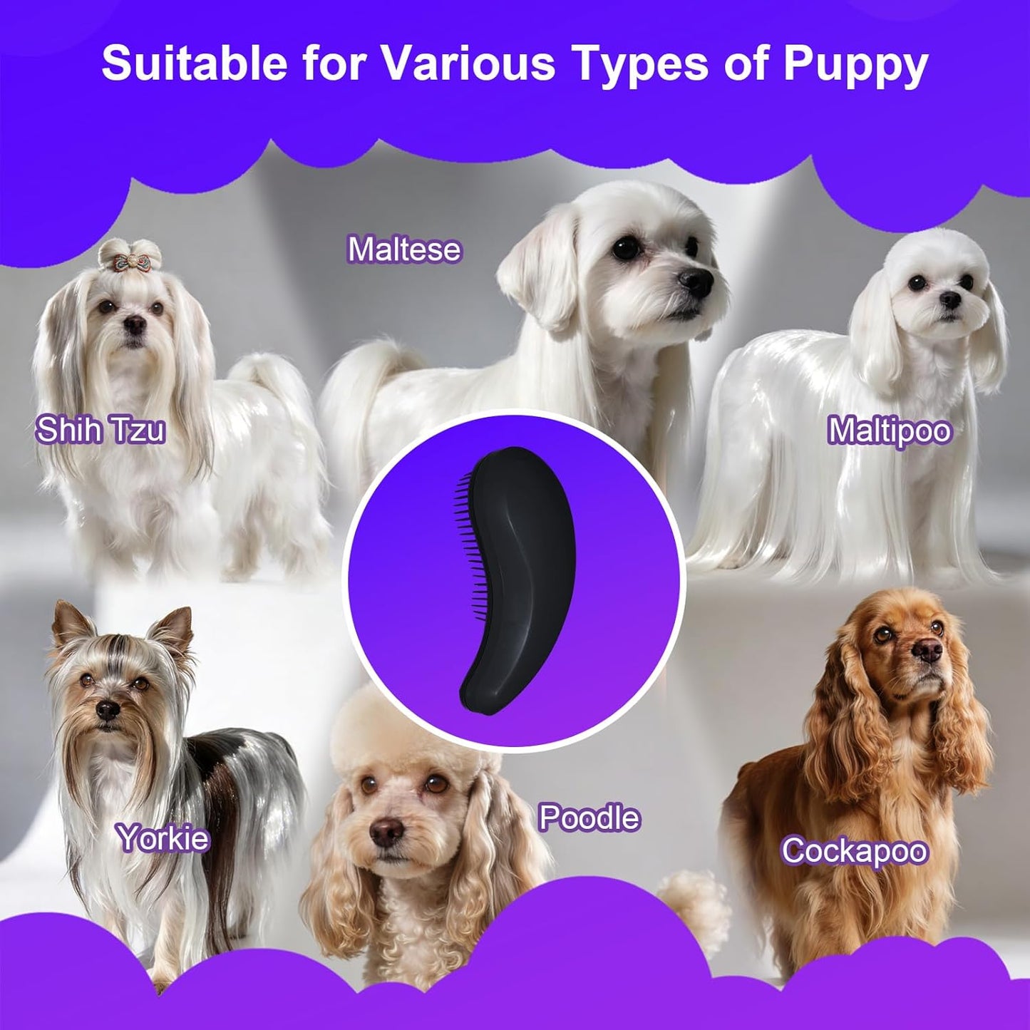 Small Dog Brush- Grooming Tool for Teddy, Yorkies, Maltese, Shih Tzu, Chihuahua - Puppy Hair Brush (Blue)