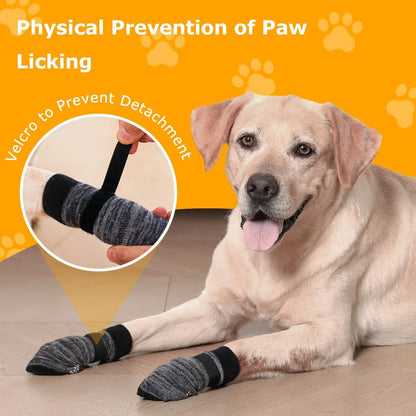 Dog Socks 12 Pack to Prevent Licking Paws, Anti Slip Dog Booties and Paw Protectors for Hardwood Floors Hot Pavement, Suitable for Small Medium Large Senior Dogs - Size Medium