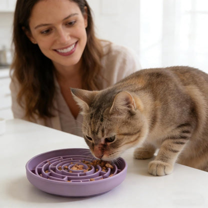 Silicone Slow Feeder Bowl, with Non-Slip Suction Cups, Anti-Choking, Puppy Puzzle Bowl, Slows Down Eating Speed, Relieves Anxiety, Suitable for S&M Sized Dogs and Cats(Green