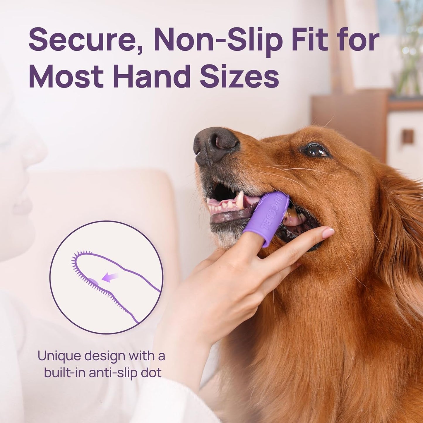 HICC PET Dog Toothbrush, Anti-Slip Dog Tooth Brushing Kit, Dog Finger Toothbrush for Plaque and Tartar Cleaning, Dog Teeth Cleaning for Small & Large Pets, Safer & Softer Liquid Silicone, 2-Pack