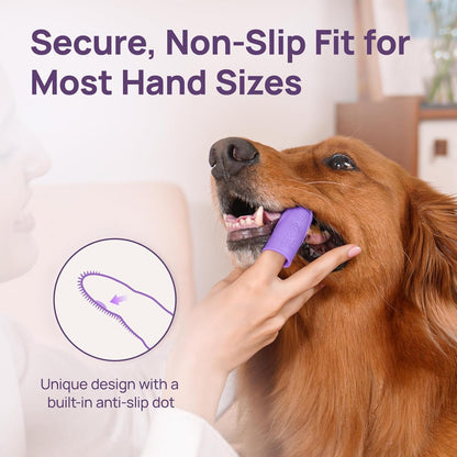 HICC PET Dog Toothbrush, Anti-Slip Dog Tooth Brushing Kit, Dog Finger Toothbrush for Plaque and Tartar Cleaning, Dog Teeth Cleaning for Small & Large Pets, Safer & Softer Liquid Silicone, 2-Pack