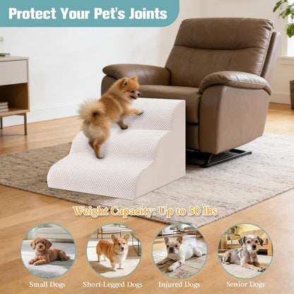 Dog Stairs for Small Dogs, 2-Step Dog Steps for Couch Sofa and Chairs, High-Density Foam Pet Steps Ramp with Removable Washable Cover for Older Injured Puppy Dogs and Cats, 11.81" H, Grey