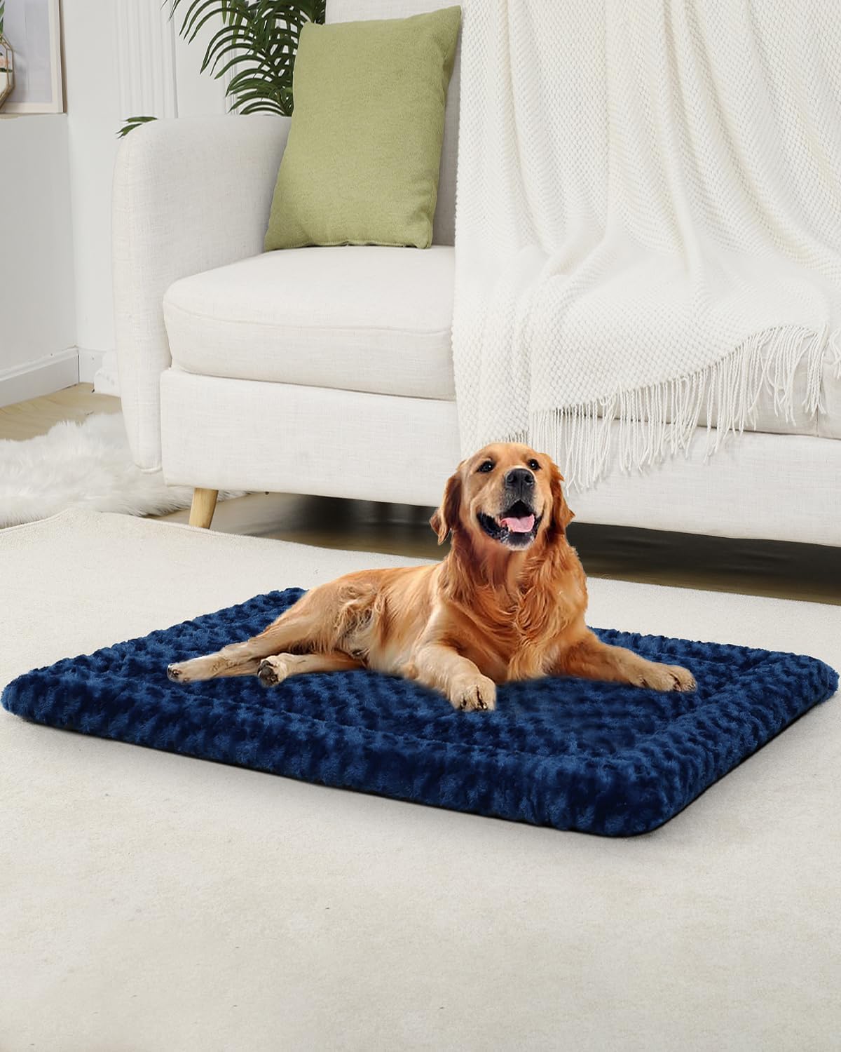 Washable Dog Bed Mat Ultra Soft Dog Crate Pad Comfy Fluffy Pet Kennel Beds Sleeping Mattress for Large Jumbo Medium Small Dogs, 36 x 23 Inch, Gray