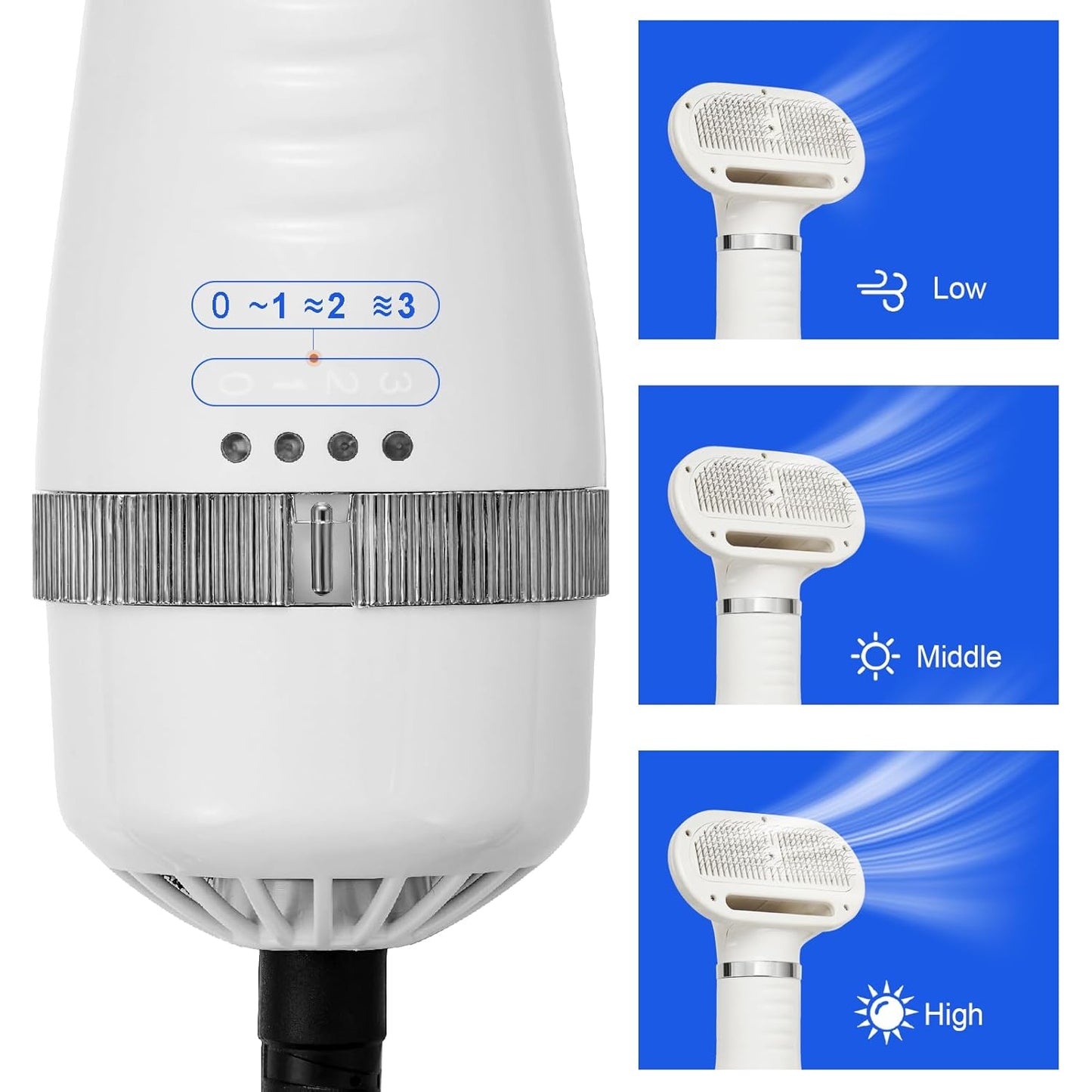 3-in-1 Pet Hair Dryer Brush for Dogs & Cats – Portable Blower & Slicker Brush, Adjustable Temperature, Overheat Protection