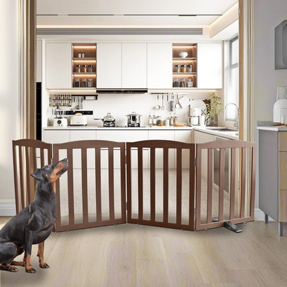 ZJSF Foldable Freestanding Indoor Dog Gate for House Wood White Long Pet Gates Dog Fence for Stairs Puppy Gates for Hallways,Pet Fence, Puppy Gate,Support Feet Included 24 "Height-3 Panels