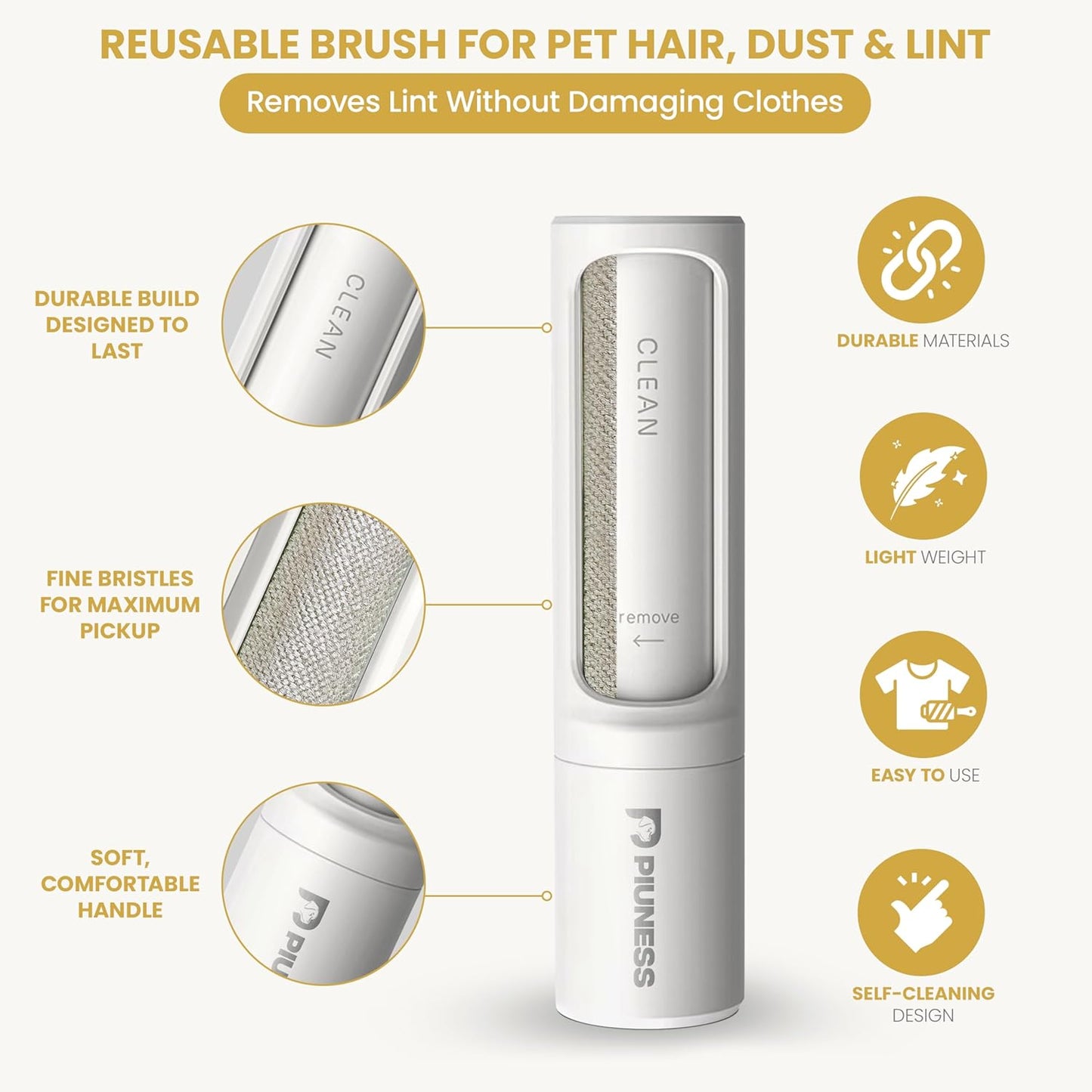 Pet Hair Remover Roller – Reusable Lint Roller for Cat & Dog Hair on Furniture, Couch, Carpet, Car & Bedding – Portable, Eco-Friendly