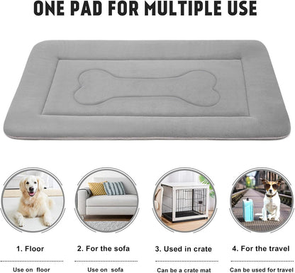 Large Dog Bed Soft Dog Crate Pad Mat 42 in Non-Slip Bottom Washable Dog Sleeping Mattress Pet Beds Cat Bed Kennel Pad, Dark Gray