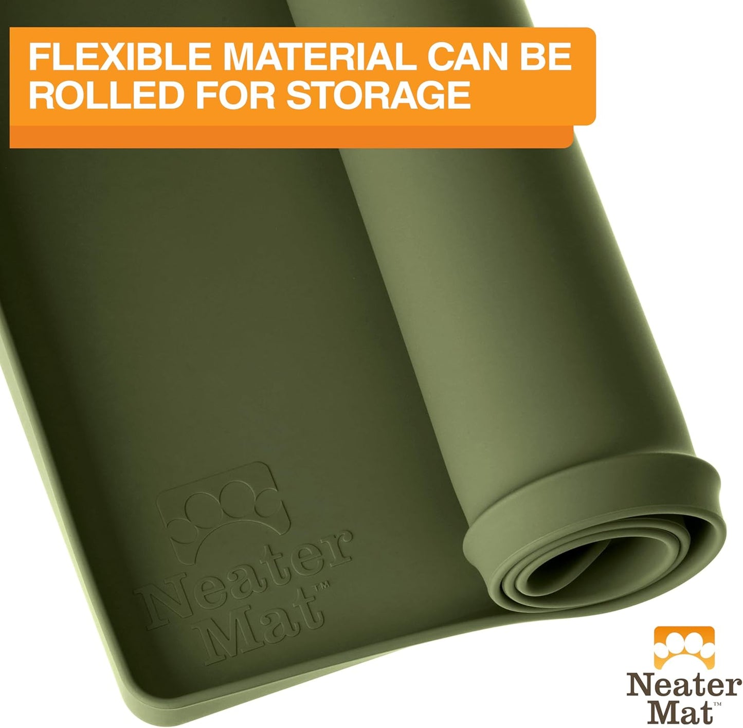 Neater Pet Brands Neater Mat Cat & Dog Food Mat, Waterproof & BPA-Free Silicone Placemat with Raised Edge for Under Food and Water Bowls, 19" x 12", Gunmetal Grey
