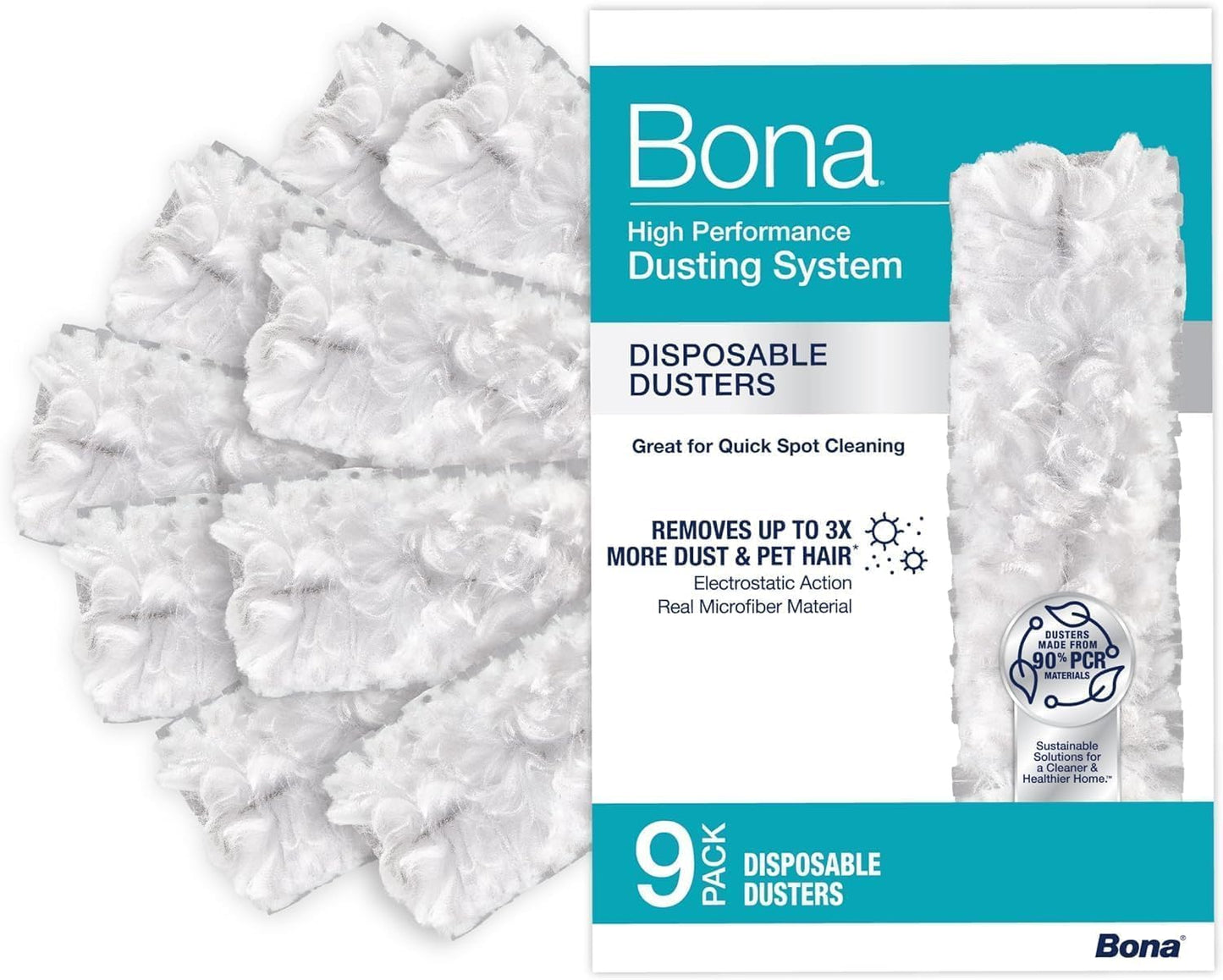 Bona High Performance Dusting System - 1 Extendable Handle, 3 Disposable Dusters, 1 Reusable Duster, & 1 Storage Bag - Extendable Dusting Kit