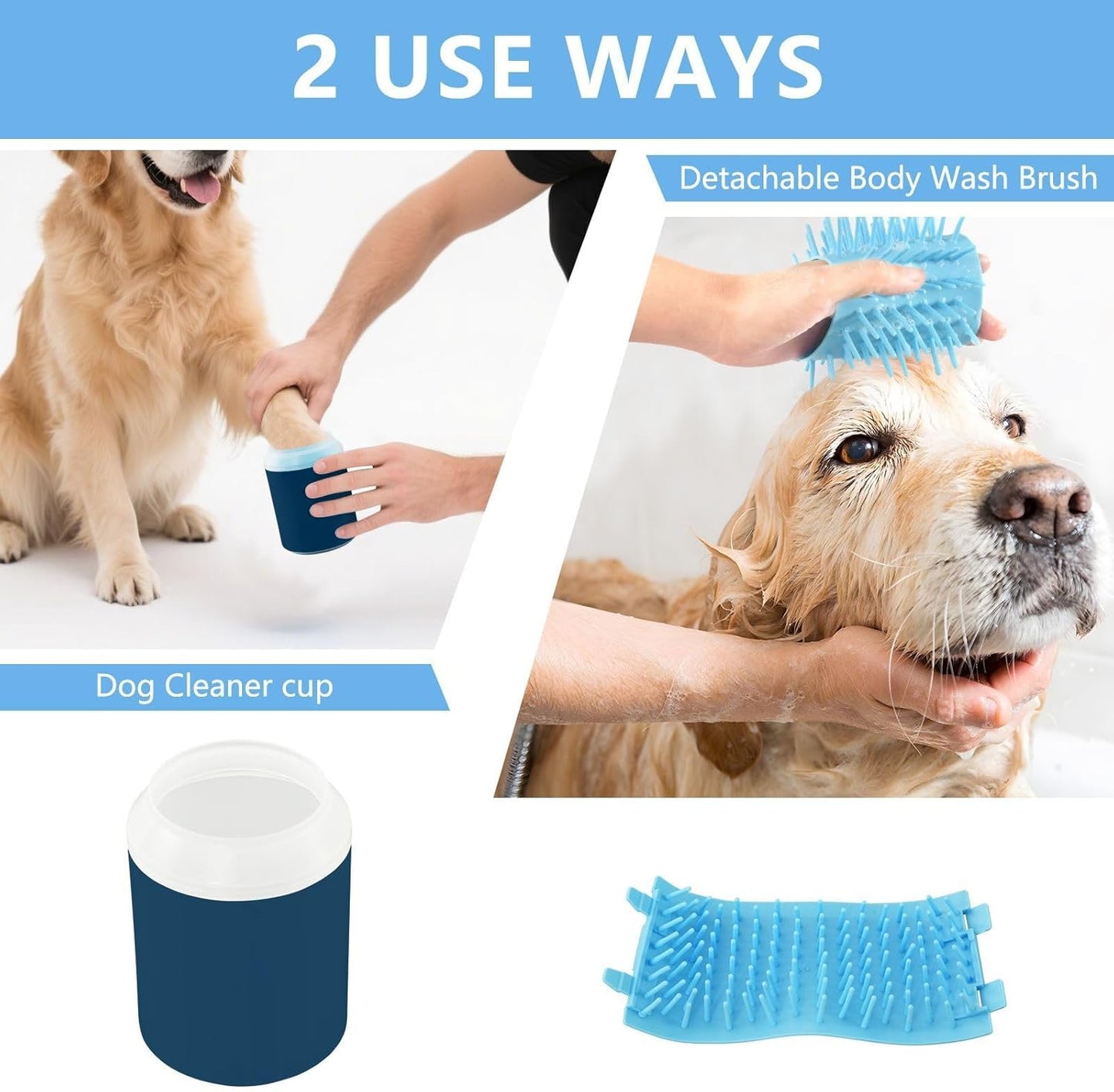 ODAWA Dog Paw Cleaner Cup Royal Blue Muddy Paw Cleaner with Soft Bristle