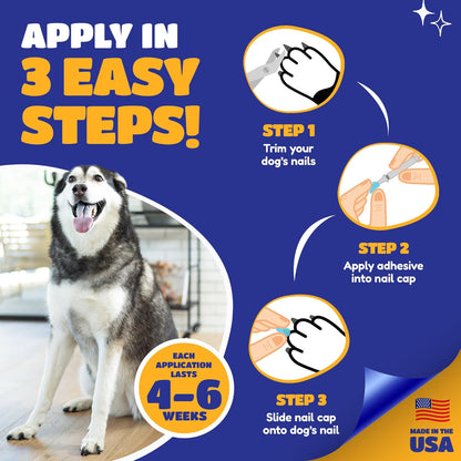 Soft Claws Nail Caps for Dogs with Non-Slip Design Made in USA - 40 Dog Nail Covers for Long-Lasting Protection of Floors and Furniture - Silver, XX-Large