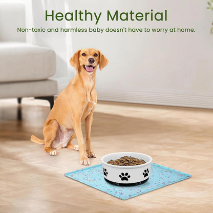 Ptlom Pet Placemat for Dog and Cat, Mat for Prevent Food and Water Overflow, Suitable for Small, Medium and Big Pet, 18" 12", Grey, Silicone