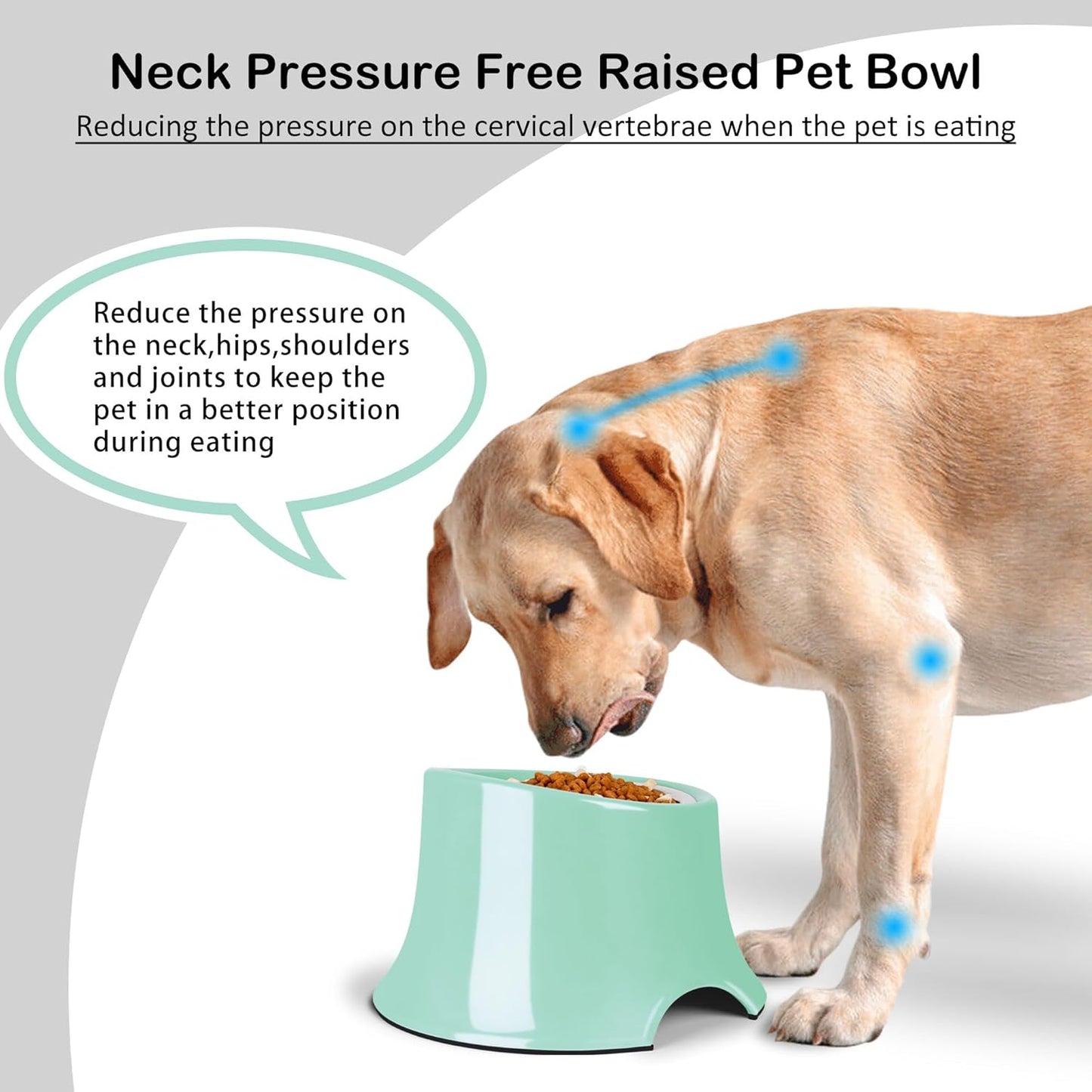 Tilted Elevated Dog Bowls Non-Slip & Non-Spill Pet Feeder with Elevated Detachable Melamine Stand, High Capacity Tilted Dog Bowl for Medium Small Size Dogs M/2 Cup Black