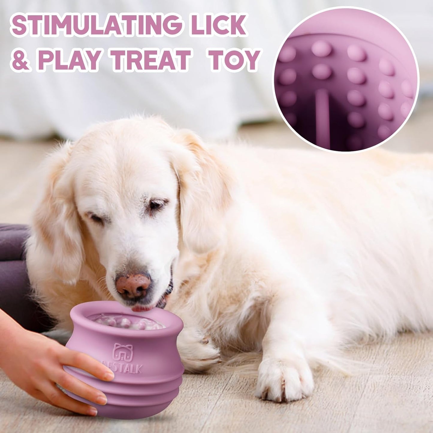 Dog Enrichment Treat Toy, Long-Lasting Wobbly Interactive Freeze Lick Toys for Dogs, Stuffable Puzzle Feeder Toy for Boredom, Silicone Treat Dispensing Chew Toy (Baby Blue,S)