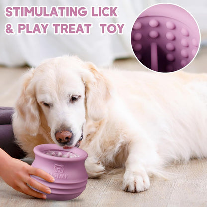 Dog Enrichment Treat Toy, Long-Lasting Wobbly Interactive Freeze Lick Toys for Dogs, Stuffable Puzzle Feeder Toy for Boredom, Silicone Treat Dispensing Chew Toy (Baby Blue,S)