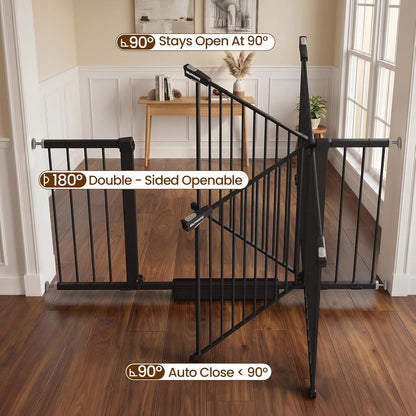 Mumeasy 36" High Extra Tall Dog Gate, 29.6"-40.5" Wide Pressure Mounted Tall Baby Gate for Dog, Auto Close Pet Gate with Door for Stairs,Doorways,House,Black