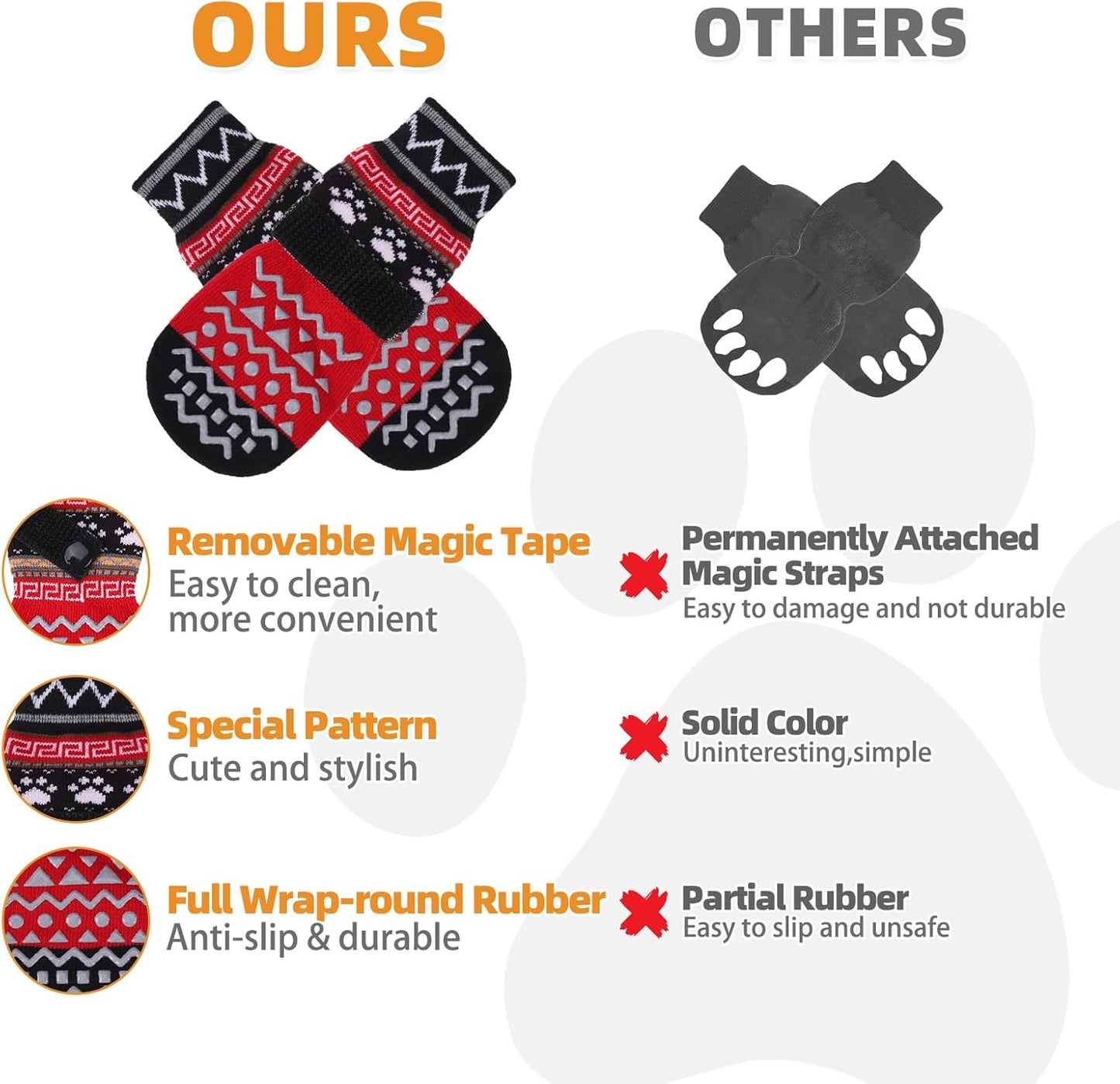 KOOLTAIL Dog Socks Shoes for Hot Pavement to Prevent Licking Paws, Winter Dog Boots&Paw Protector for Hardwood Floors Anti Slip,Traction Control Grip Booties for Small Medium Large Senior Dogs,Black M