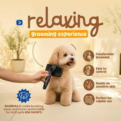 Be Best Pets Slicker Brush for Dogs & Cats - Self Cleaning Dog Brush for Shedding & Grooming - Gentle Bristles Pet Hair Remover Detangling Brush for Undercoat, Tangles & Loose Fur Removal