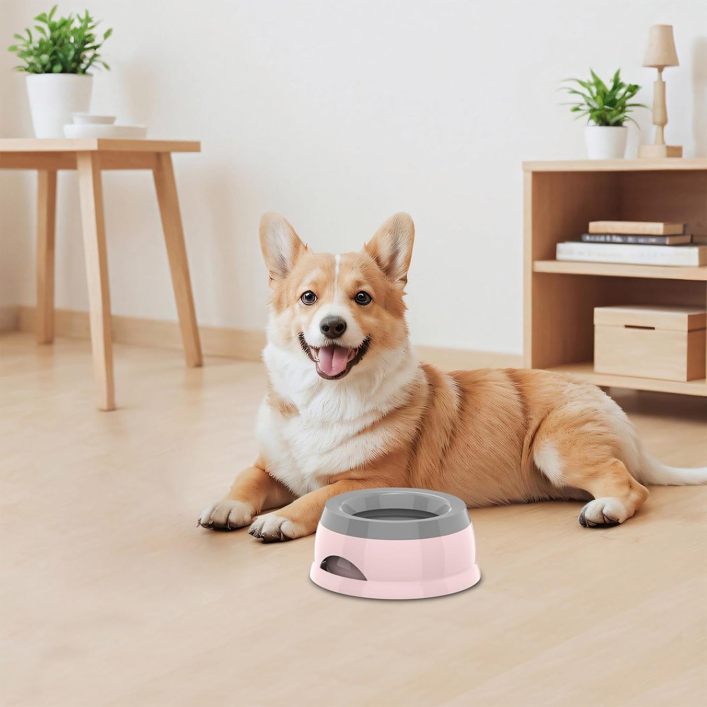 25oz Slow Drink Dog Water Bowl, No Spill Water Bowl for Dogs Cats, Non-Splash No Mess Puppy Kitten Water Feeder, Carried Portable Base for Vehicle Car,Travel,Home (Small/Medium Pets) - Pink