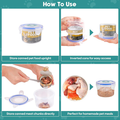 Canned Cat Food Storage Lids,Reusable Airtight Can Cover Pet Food Sealer - Keeps Dog Food Storage Container Food Fresh, Cat Food Container Eliminates Odor, Easy To Use With SUS 304 Spoon,Can Opener