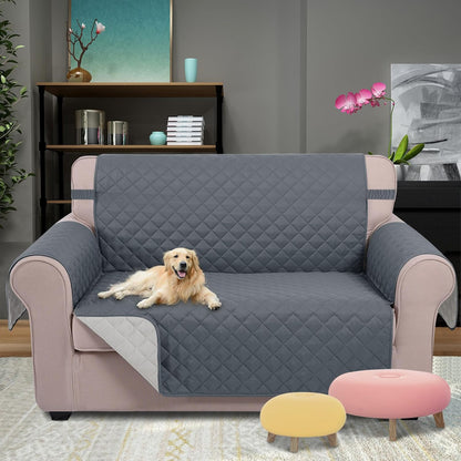 U-NICE HOME Reversible Sofa Cover Washable Couch Cover for Dogs Friendly with Elastic Straps Water Repellent Furniture Protector for 3 Cushion Couch (Sofa, Coffee/Beige) - Colors B