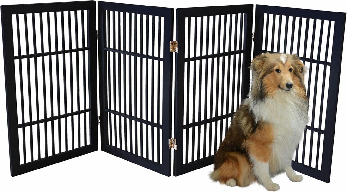 Urnporium Freestanding Wooden Dog Gate for Doorways – Foldable Acacia Wood Pet Gate, No Drill Portable Indoor/Outdoor Puppy Fence Barrier (White Pet Gate, 3 Panel 24" Tall)