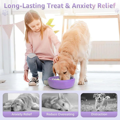 Dog Lick Bowl, ZOURYNUA Non-Slip Slow Feeder Dog Bowls, Enrichment Licking Mat for Distraction, Anxiety Relief Treat Dispenser Freezer, BPA Free Silicone & Dishwasher Safe (Pink, Small)