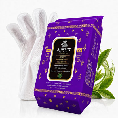 Premium Pet Grooming Glove Wipes for Dogs & Cats, 3X Thick No-Rinse Bathing Gloves, Hypoallergenic Deodorizing Paw & Body Cleaner, Natural Extracts to Hydrate & Nourish, 20 Count, Coconut Scent