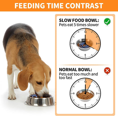 Slow Feeder Dog Bowls Insert, Bestalk Soft Silicone Slow Eating Feeder Insert with Suction Cups for Small, Medium and Large Dogs, Fit into Basic and Elevated Dog Bowls, Dark Blue