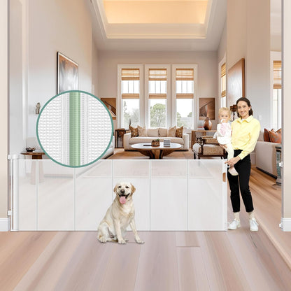 Reinforced 80 Inch Retractable Baby Gate Extra Wide Baby Gate for Wide Openings, Indoor/Outdoor Retractable Dog Gate for Doorway, Mesh Dog Gate Indoor Prevent Babies/Pets from Crawling Under, Black