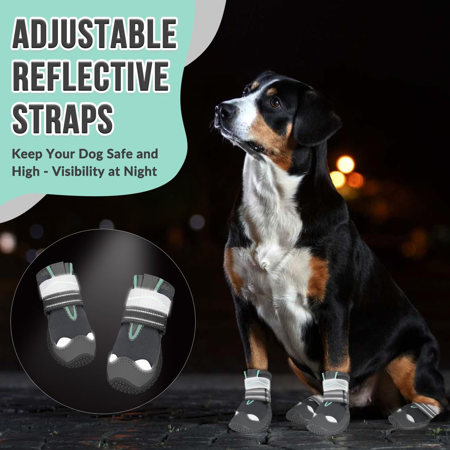SlowTon Dog Shoes for Large Small Medium Dogs - Breathable Dog Boots for Summer Hot Pavement, Paw Protector for Outdoor Walking Winter Snow, Anti-Slip Rubber Dog Booties for Hardwood Floor (Green, 6)