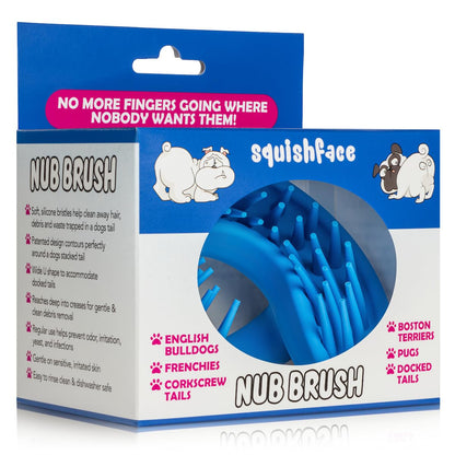 Squishface Nub Brush – Corkscrew Tail Dog Brush for Bulldogs | Silicone Grooming Brush for Trapped Hair, Debris, Itchy Skin Folds & Scooting - Great for Small Animals