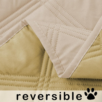 fuguitex Waterproof Dog Blanket, Pet Friendly Reversible Throw Essential for Small Dogs, Tear Resistant Leakproof Washable Couch Cushion Bed Protector Cover for Indoor Furniture（30"*70",Beige+Cream
