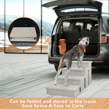Zerbuger Wider Dog Ramp for High Bed with Storage 18" H, Foldable Dog Stairs for Small Medium Large Older Senior Animal, Sturdy Dog Step for Climbing Bed or Couch, Arthritis-Friendly (Gray, No Condo)
