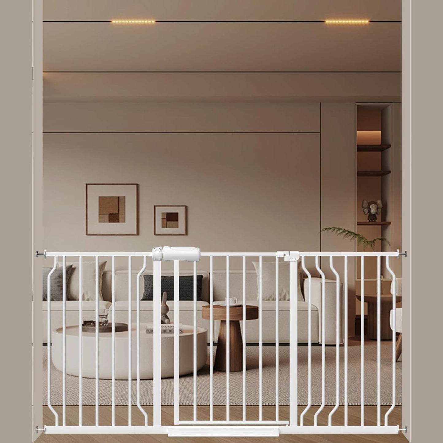 WAOWAO Baby Gate 71.65-85.03" Extra Wide Pressure Mounted Walk Through Swing Auto Close Safety Metal Black Toddler Kids Child Dog Pet Puppy for Stairs,Doorways,Kitchen